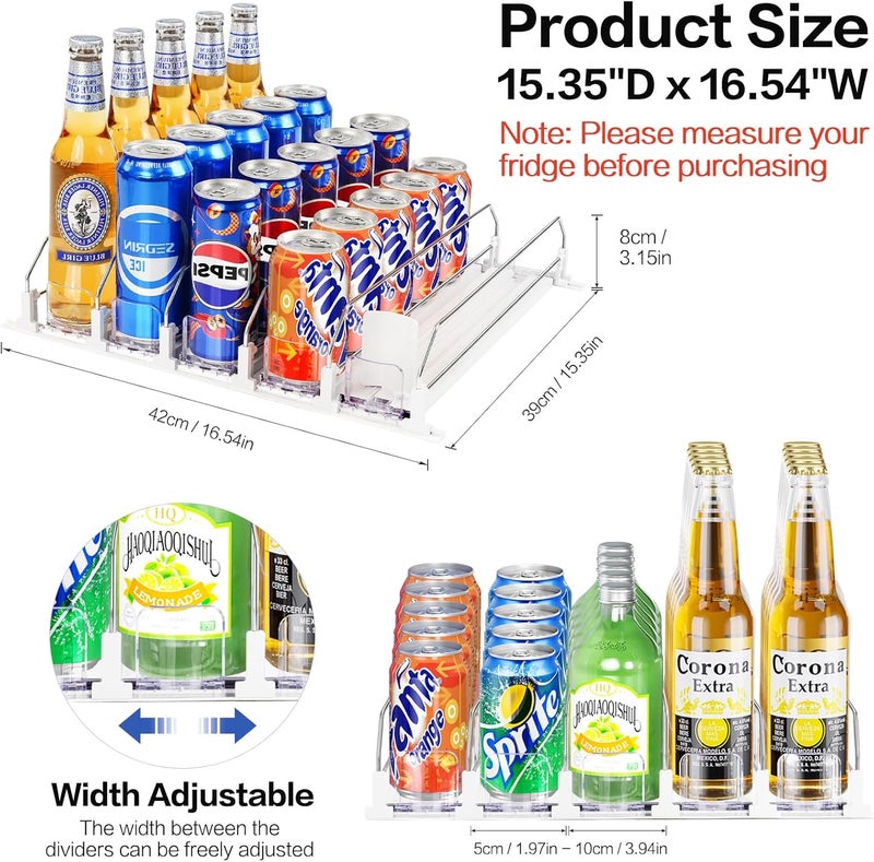 Sunoyar Drink Organizer for Fridge, Automatic Pusher Drink Dispenser for Refrigerator, Soda Can Organizer for Beer Beverage Holds up to 25-5Row (15.3" D x 16.54" W) - Image 2